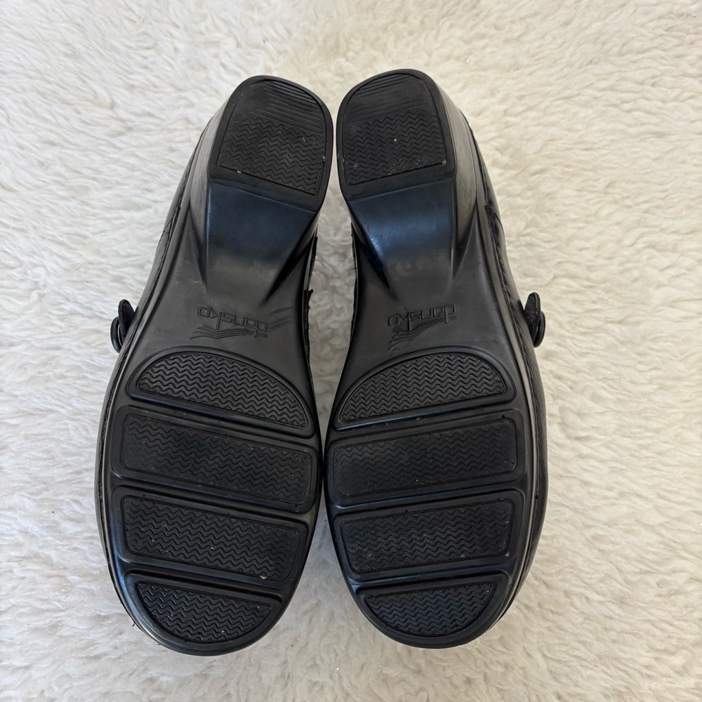 Dansko Black Leather Slip-On Clogs - Picture 13 of 13